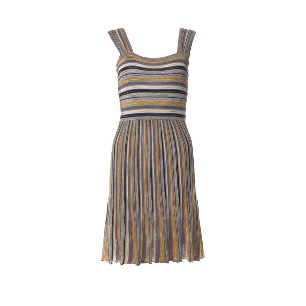 NWT M MISSONI Striped Classic Fit Flare Square Neck Knit DRESS Sz 42 Sz M 6